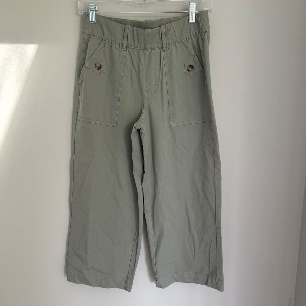 New Anybody Petite Gray Cropped Wide Leg Pants Elastic Waist Pull-On XXSP NWT